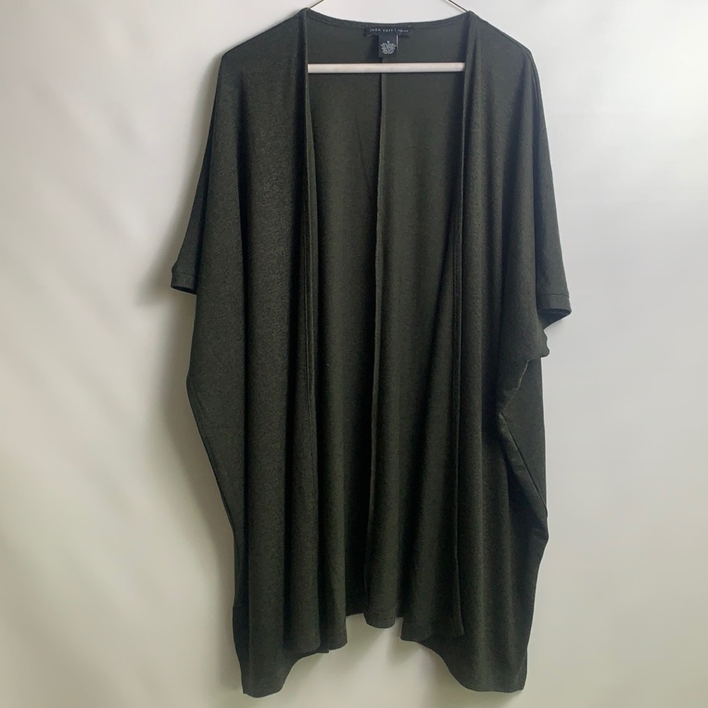 Joan vass green olive shirt sleeve cardigan